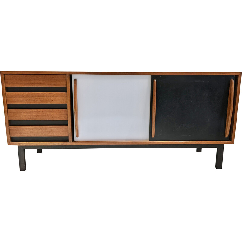 Vintage Cansado mahogany highboard with drawers by Charlotte Perriand for Steph Simon, 1960