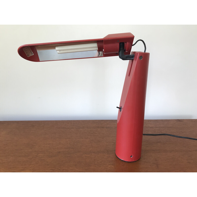 Picchio rode vintage bureaulamp van Isao Hosoe voor Luxo, Italia 1984