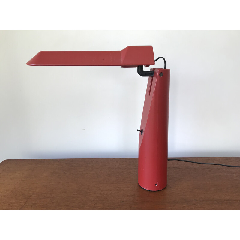 Picchio rode vintage bureaulamp van Isao Hosoe voor Luxo, Italia 1984