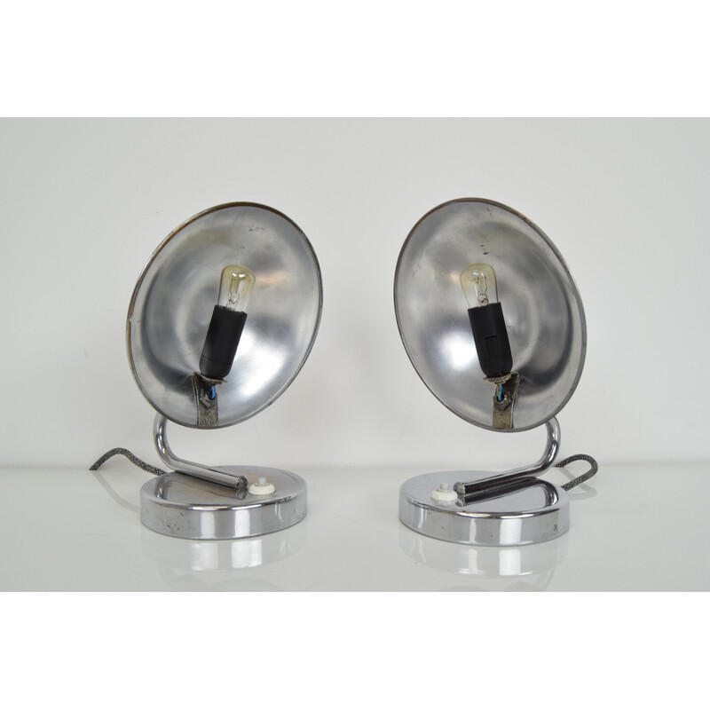 Pair of vintage Art deco adjustable table lamps by Josef Hurka for Napako, Czechoslovakia 1930s