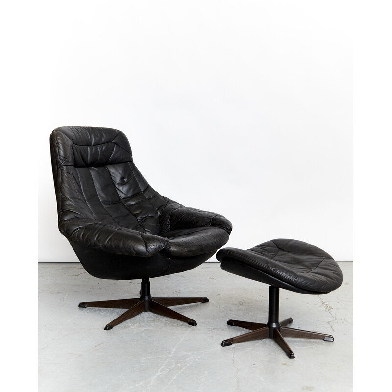 Vintage Deense leren fauteuil door H.w. Klein voor Bramin