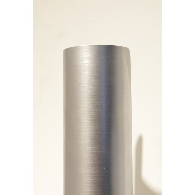 Large wall lamp in brushed aluminium and chromed metal - 1970s