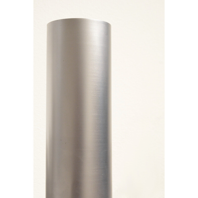 Large wall lamp in brushed aluminium and chromed metal - 1970s