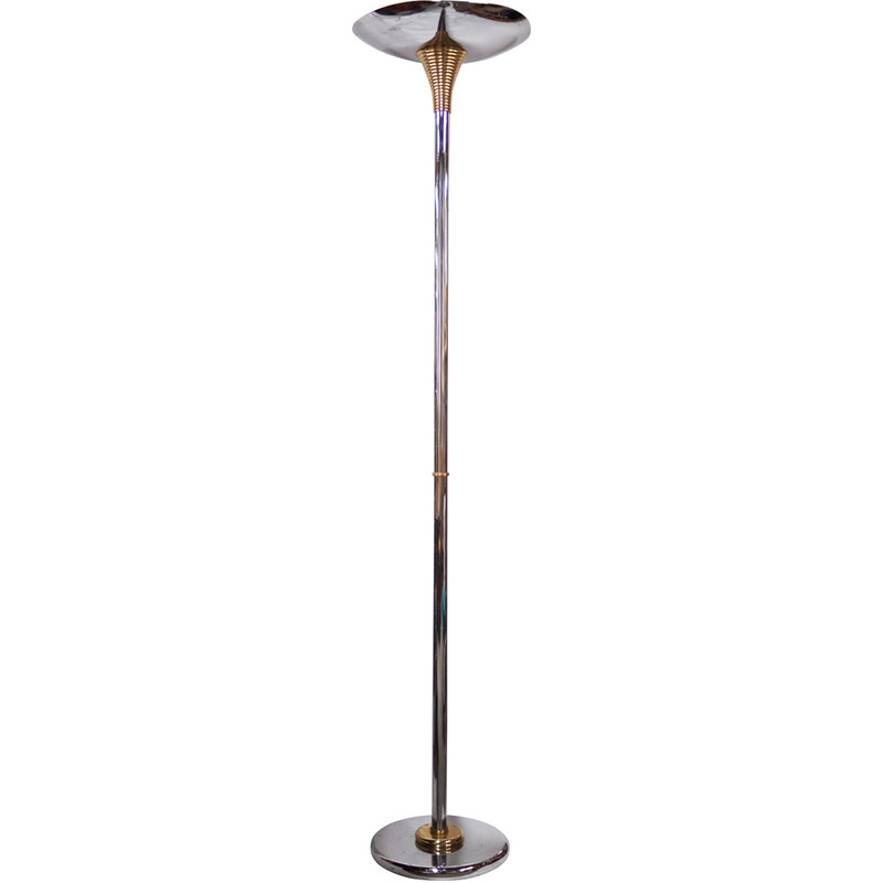 Vintage floor lamp in brass and metal for Drummond, France 1970s