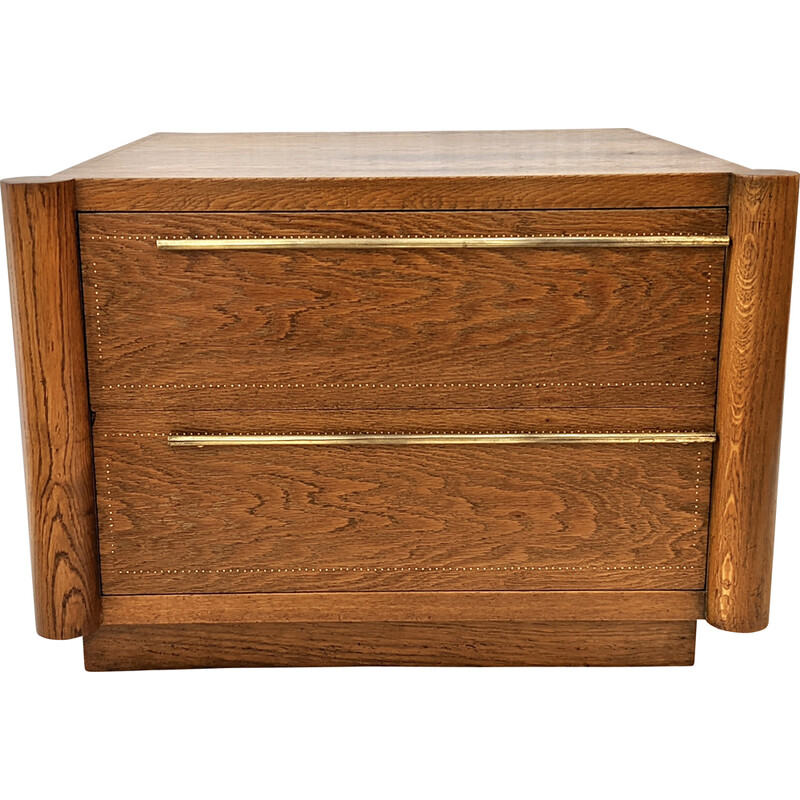 Vintage walnut and brass chest of drawers by André Sornay, 1950s