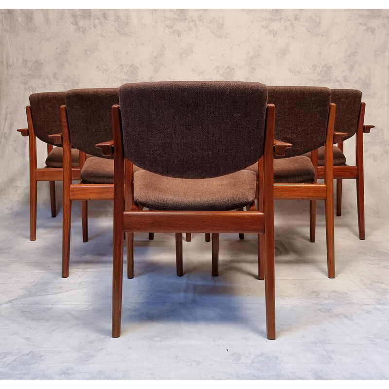 Conjunto de 6 poltronas de teca 196 da Finn Juhl para França