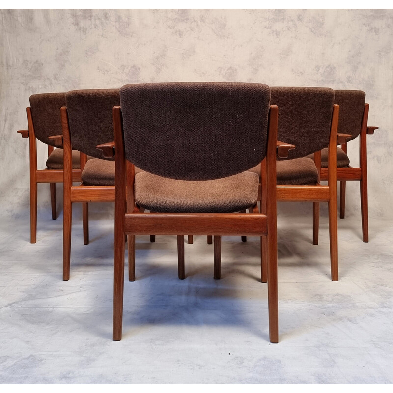 Set van 6 vintage 196 teakhouten fauteuils van Finn Juhl voor Frankrijk