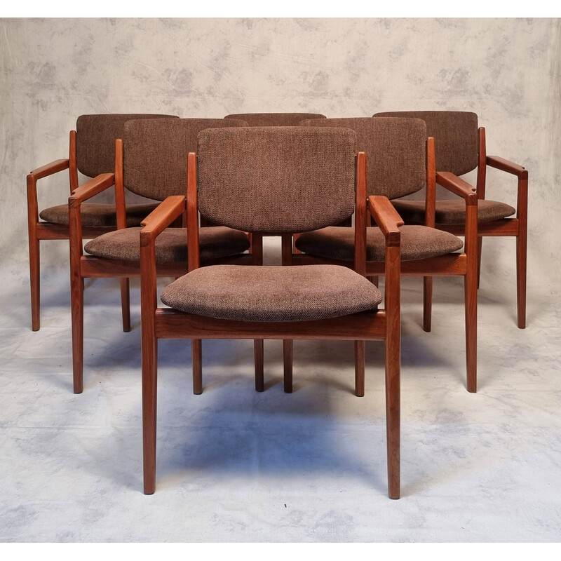 Conjunto de 6 poltronas de teca 196 da Finn Juhl para França