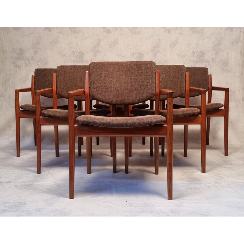 Set of 6 vintage 196 teak armchairs by Finn Juhl for France & Son, Denmark 1960s