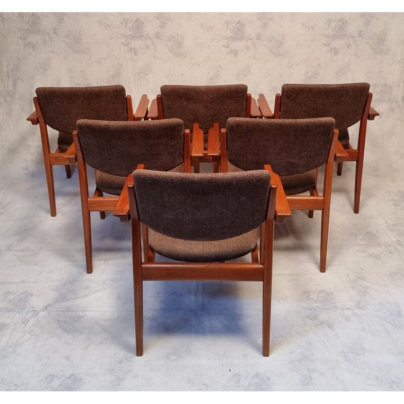 Set of 6 vintage 196 teak armchairs by Finn Juhl for France & Son, Denmark 1960s