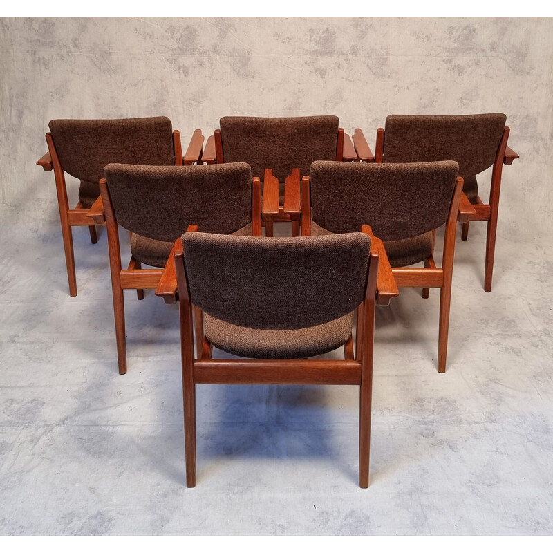 Set of 6 vintage 196 teak armchairs by Finn Juhl for France & Son, Denmark 1960s