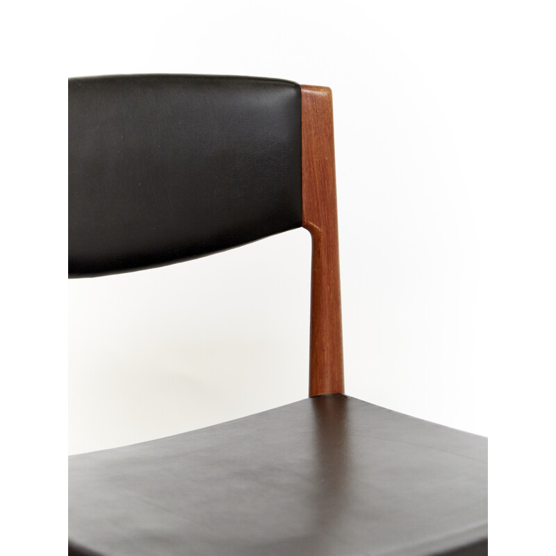 Vintage stoel in teak en zwart kunstleer van Grete Jalk voor Glostrup, 1960