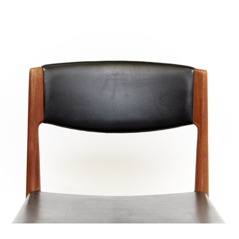 Chaise vintage en teck et skaï noir par Grete Jalk pour Glostrup, 1960