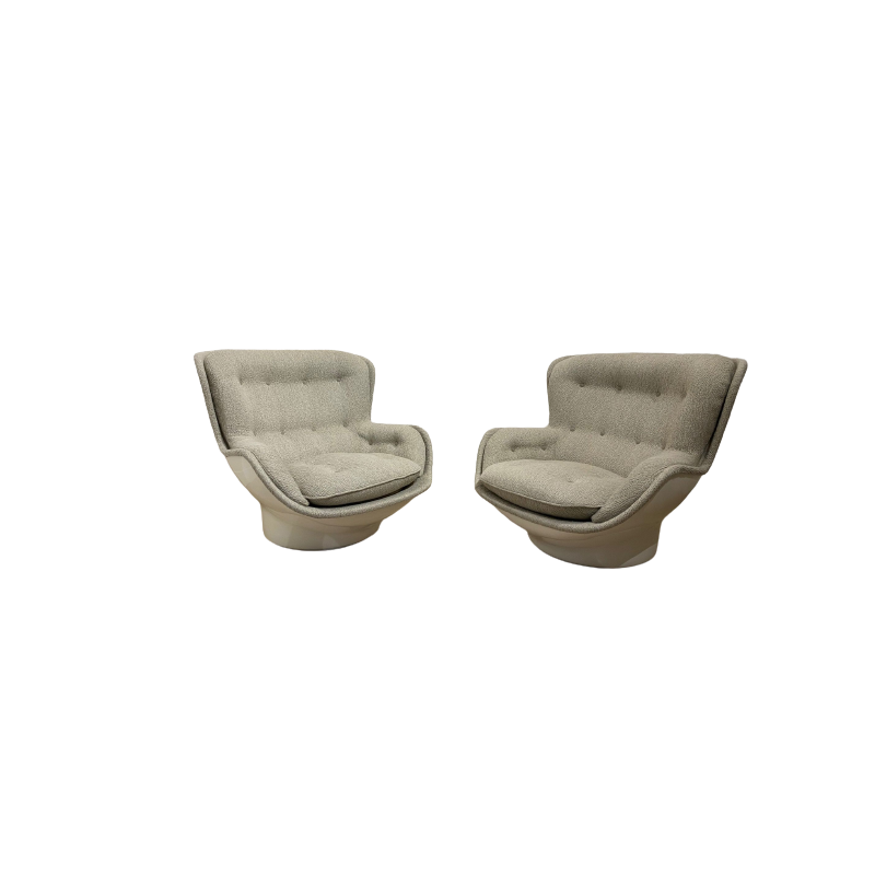Paire de fauteuils vintage gris de Michel Cadestin pour Airborne 1968