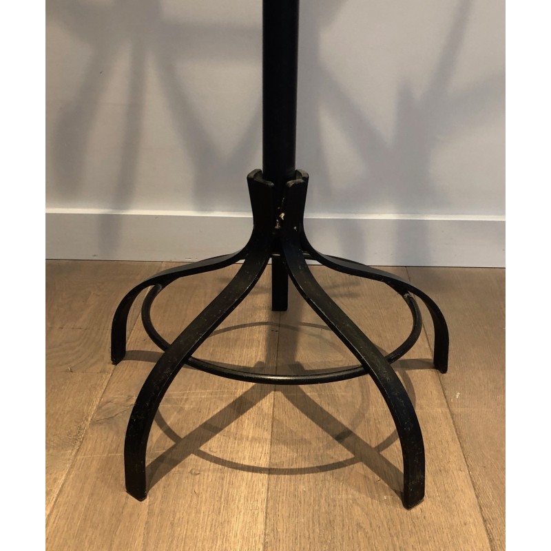 Vintage coat rack in black lacquered metal and brass, France 1950s