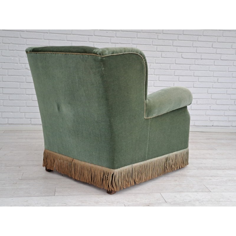Vintage-Sessel aus Eiche und Messing für Fritz Hansen, Dänemark 1960er Jahre