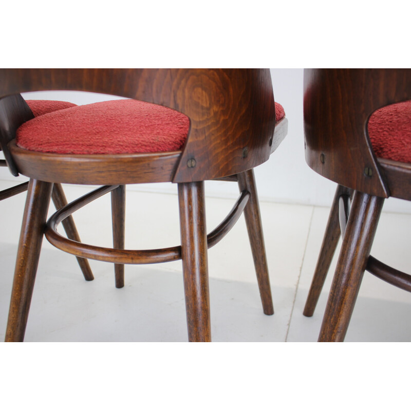 Set of 4 vintage dining chairs in wood and fabric by Oswald Haerdtl for Thonet, Czechoslovakia 1960s