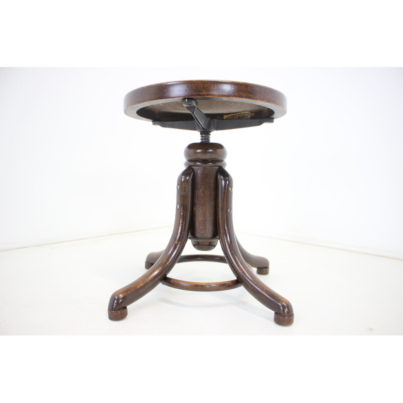 Vintage adjustable piano stool by Thonet, 1920s