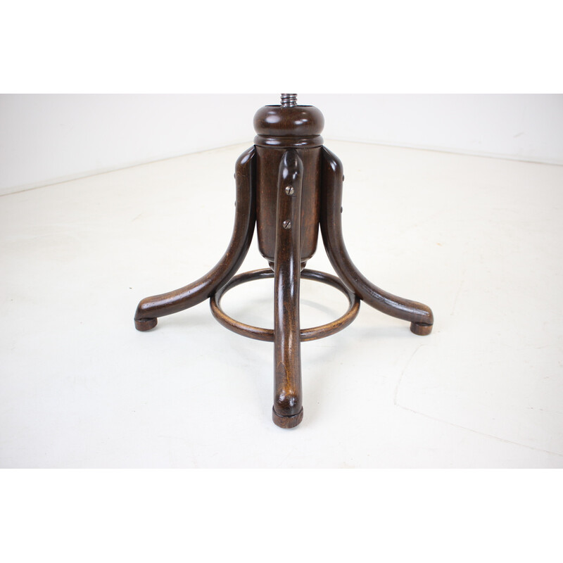 Vintage adjustable piano stool by Thonet, 1920s