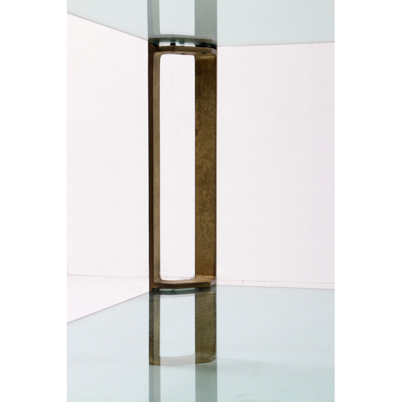 Vintage T24 coffee table in glass, bronze and brass by Peter Ghyczy, 1970s