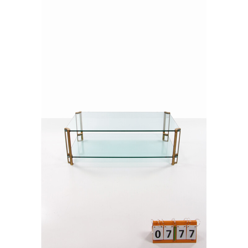 Vintage T24 salontafel in glas, brons en messing van Peter Ghyczy, 1970