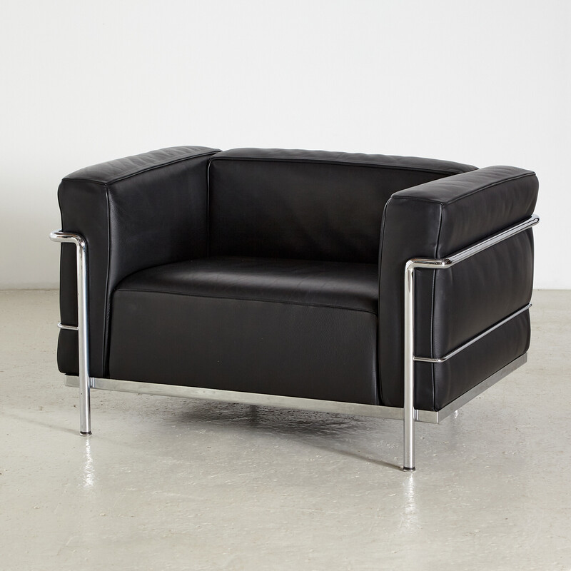 Vintage Lc3 leather armchair by Le Corbusier for Cassina, 2000