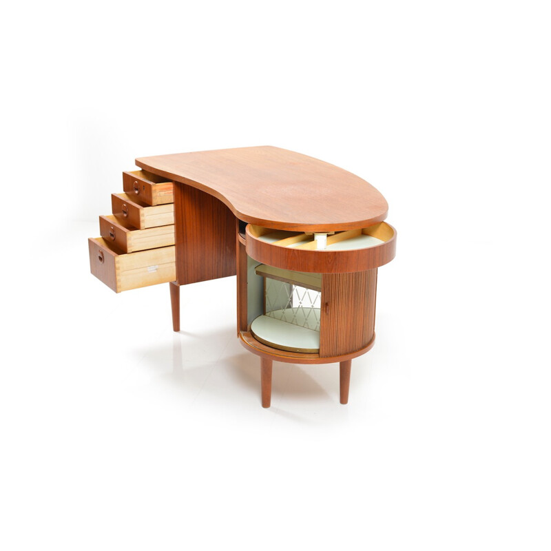 Brown desk in teak model 54 by Kai Kristiansen for FM Furniture- 1950s