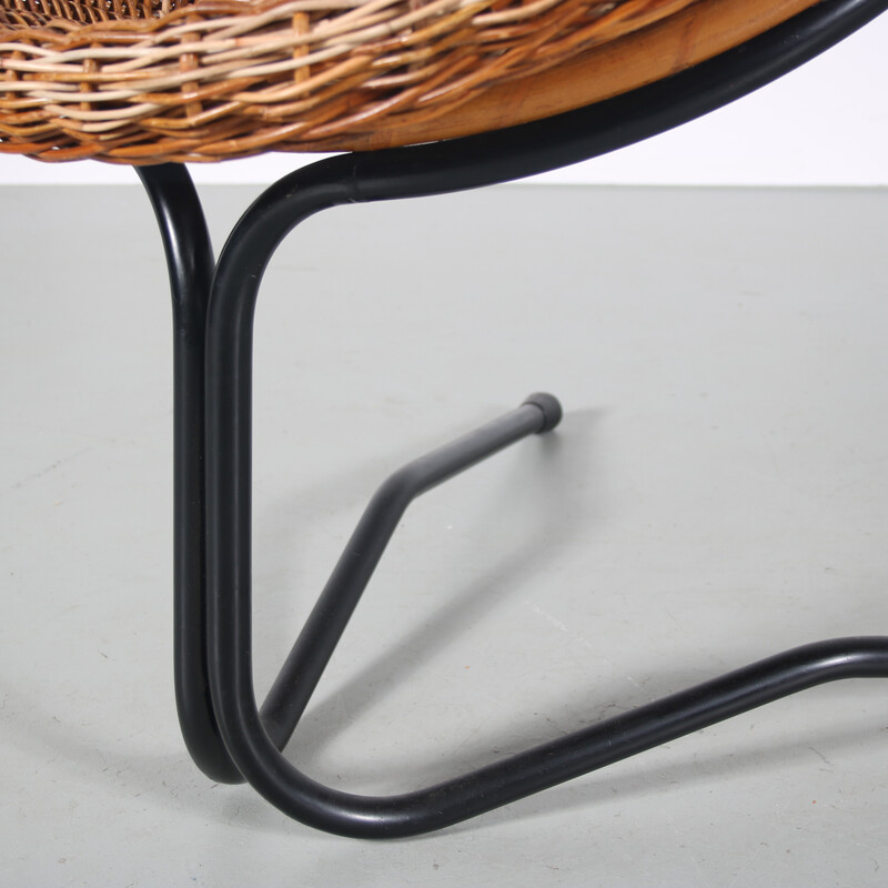Vintage-Sessel aus Geflecht und Metall von A. Bueno de Mesquita für Rohé, Niederlande 1950er Jahre