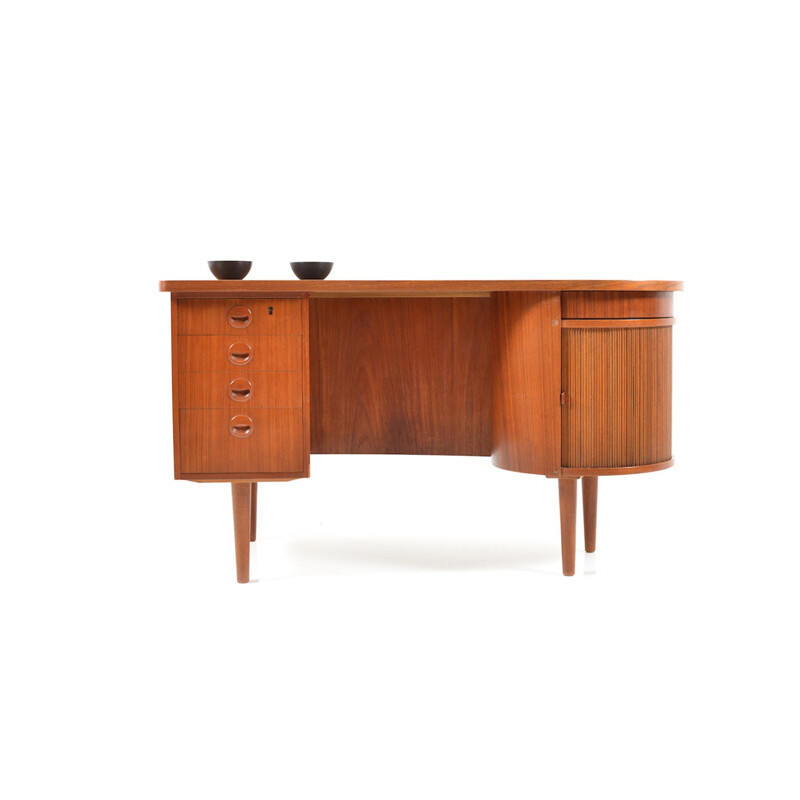 Brown desk in teak model 54 by Kai Kristiansen for FM Furniture- 1950s