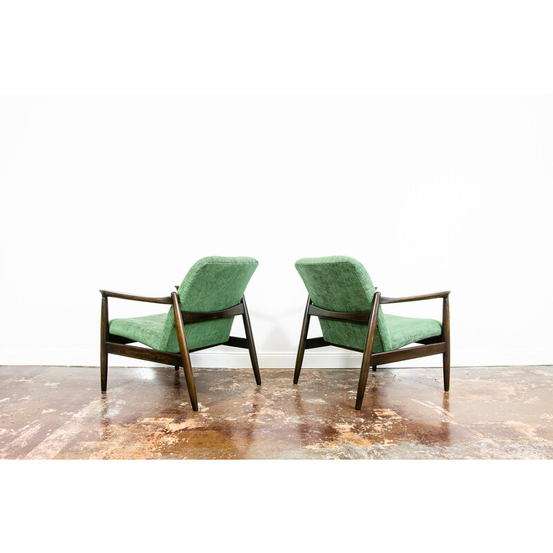 Pair of vintage Gfm-64 armchairs by Edmund Homa, Poland 1960s