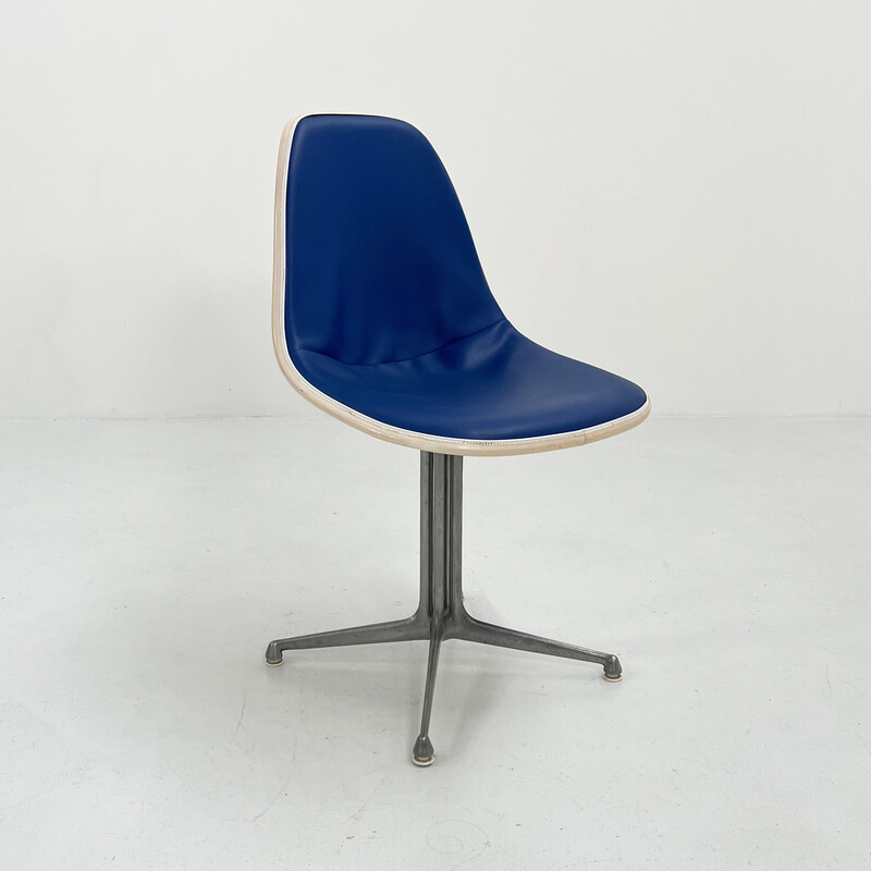 Vintage La Fonda dining chair in fiberglass, metal and leatherette by Charles & Ray Eames for Herman Miller, 1960s