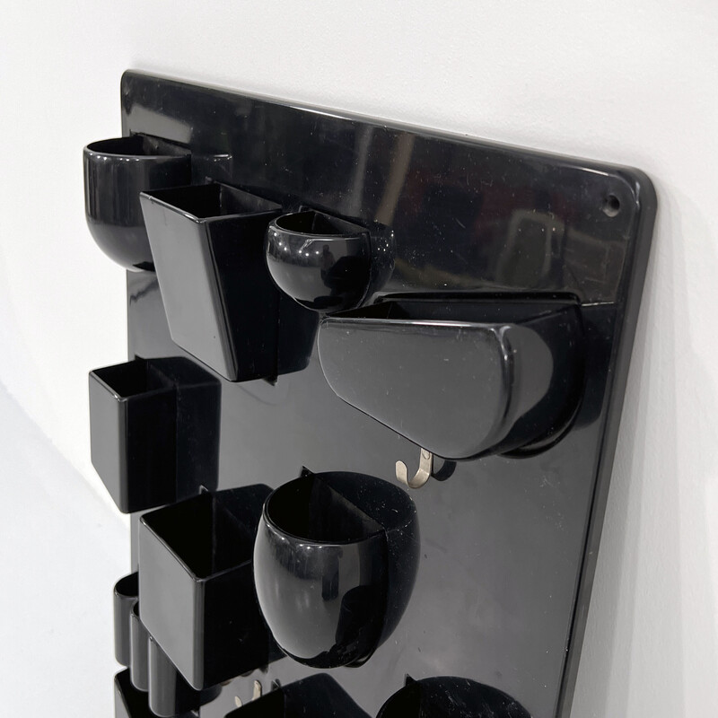 Organizador de pared Ustensilo vintage en plástico negro de Dorothee Becker Maurer para Design M, años 60