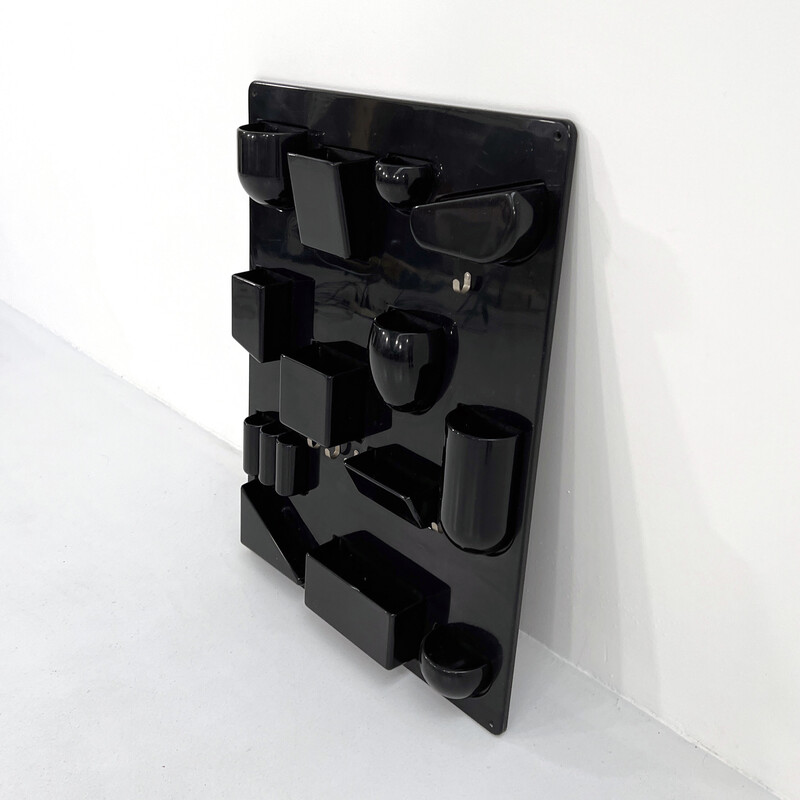 Organizador de pared Ustensilo vintage en plástico negro de Dorothee Becker Maurer para Design M, años 60