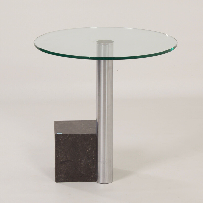 Tavolino vintage Hk-2 in vetro, metallo cromato e granito di Hank Kwint per Metaform, 1980