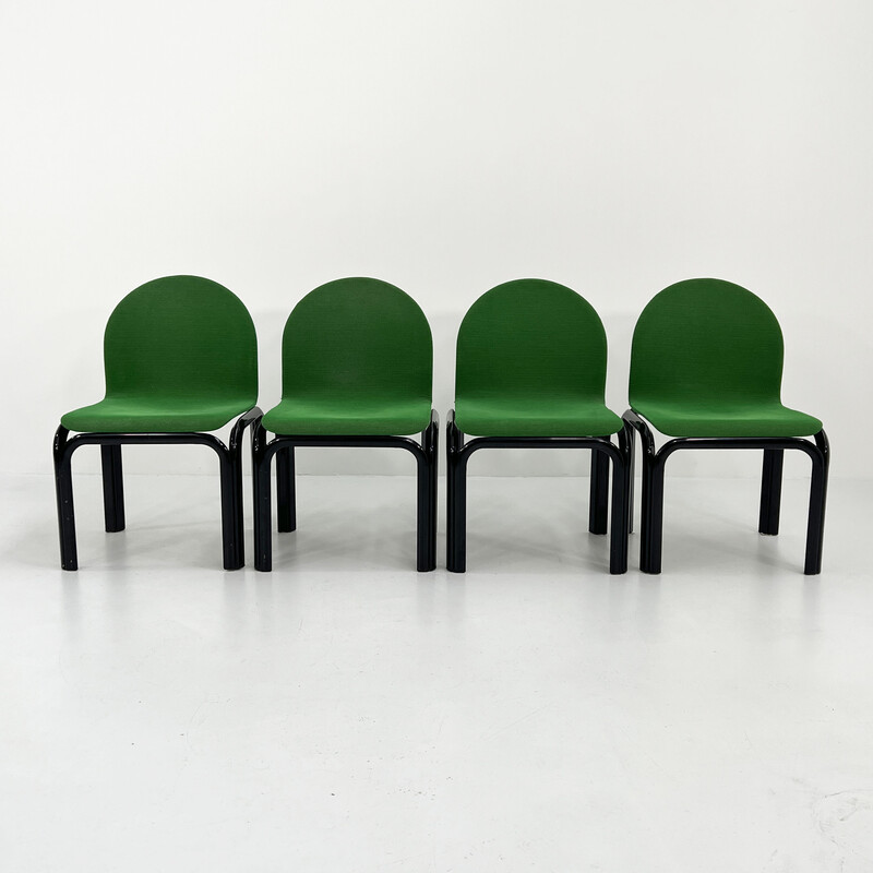 Set of 4 vintage Orsay chairs in metal and fabric by Gae Aulenti for Knoll International, 1970s