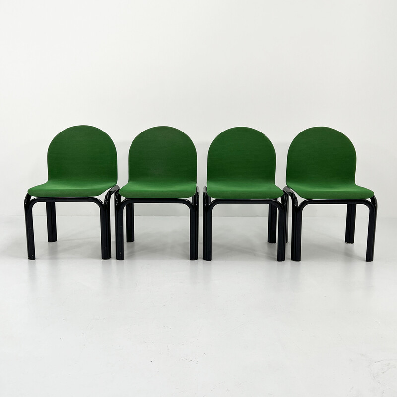 Set van 4 vintage Orsay stoelen in metaal en stof van Gae Aulenti voor Knoll International, 1970.