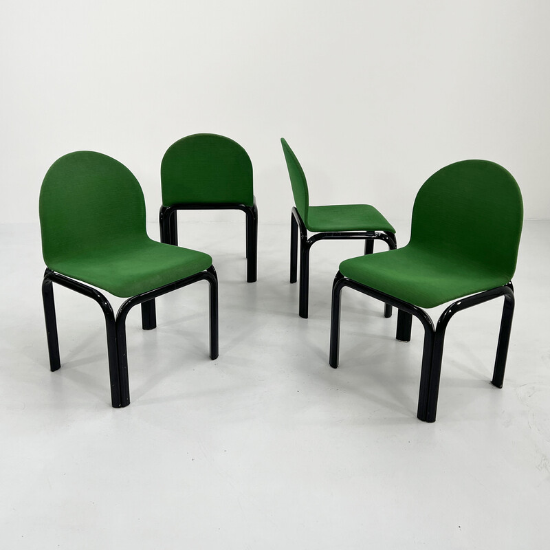 Satz von 4 Orsay-Stühlen aus Metall und Stoff von Gae Aulenti für Knoll International, 1970er Jahre