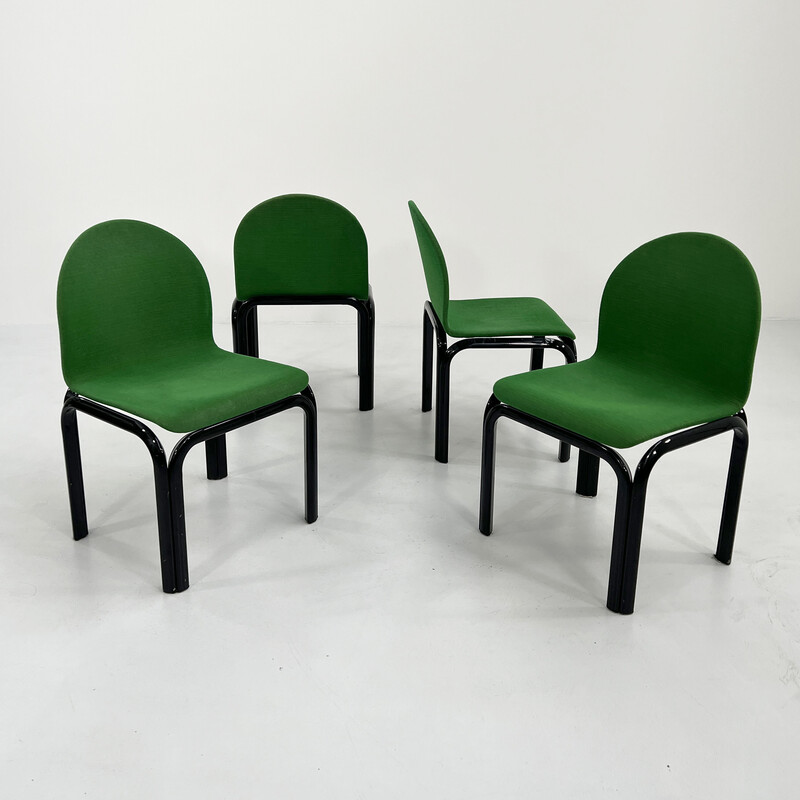 Set of 4 vintage Orsay chairs in metal and fabric by Gae Aulenti for Knoll International, 1970s