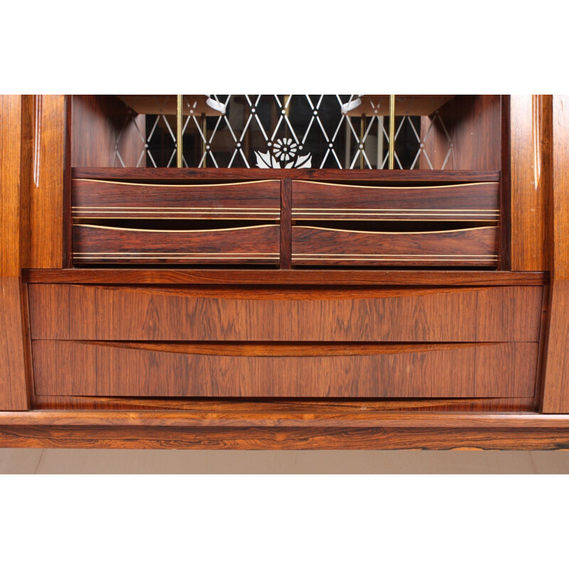 Brown sideboard in rosewood with mini-bar - 1950s