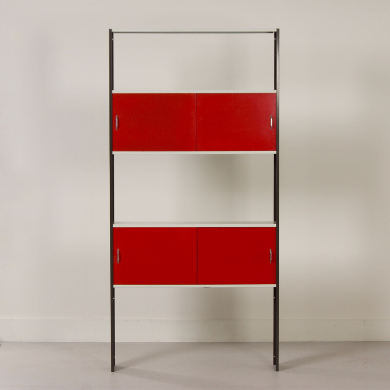 Vintage metal shelf with four sliding doors by Tjerk Reijenga for Pilastro, 1960s