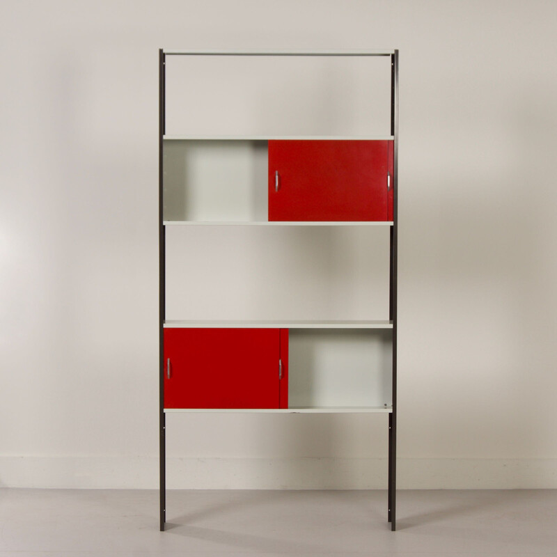 Vintage metal shelf with four sliding doors by Tjerk Reijenga for Pilastro, 1960s