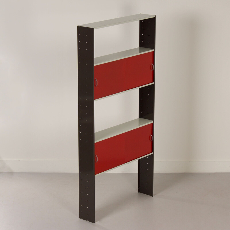 Vintage metal shelf with four sliding doors by Tjerk Reijenga for Pilastro, 1960s