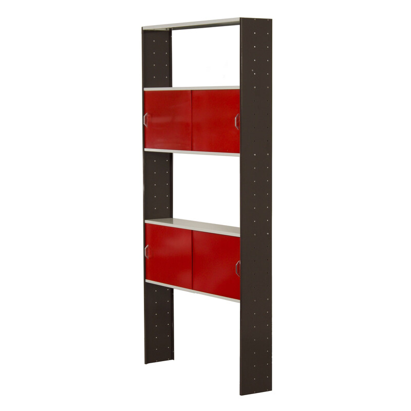 Vintage metal shelf with four sliding doors by Tjerk Reijenga for Pilastro, 1960s