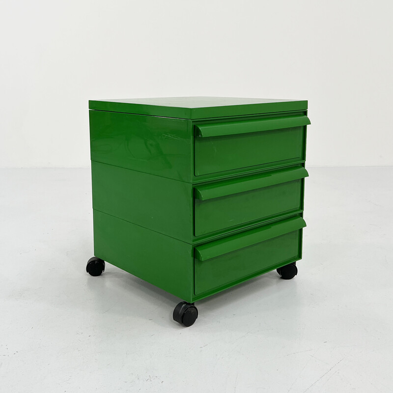 Dempsey Symposium materiaal Vintage ladekast op wielen in groene kunststof van Simon Fussell voor  Kartell, 1970