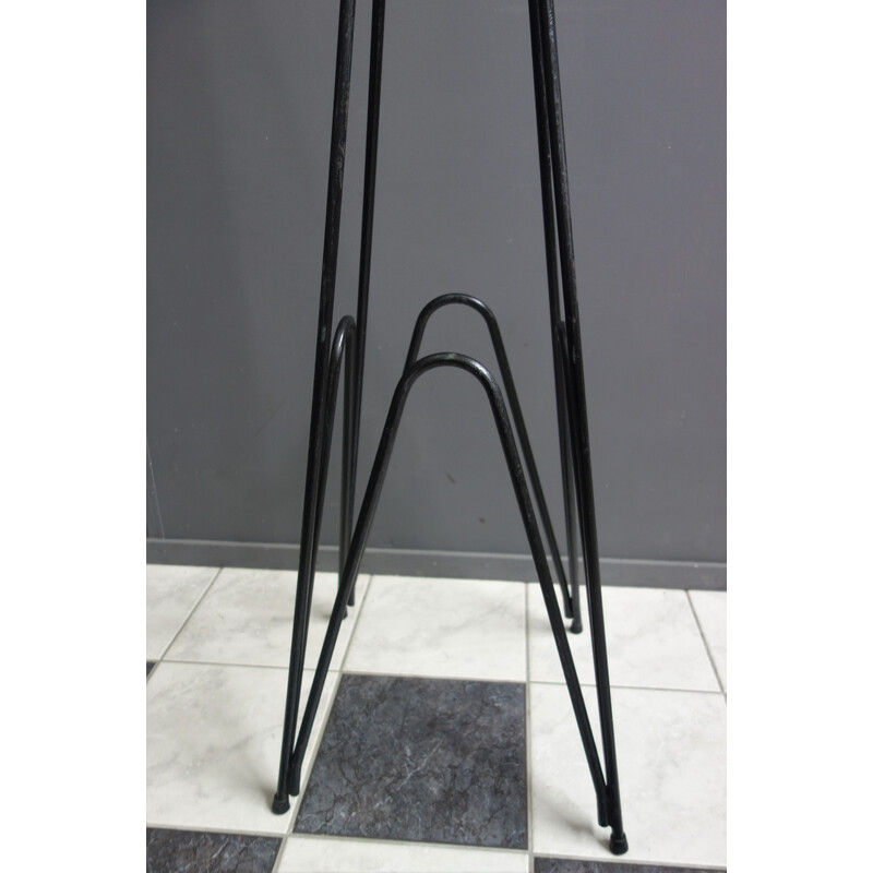 Vintage coat rack in metal and colored wood by Roger Feraud for Mcm, France 1960