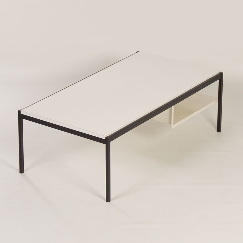 Tavolino vintage 3651 in metallo, legno e formica bianca di Coen de Vries per Gispen, 1960