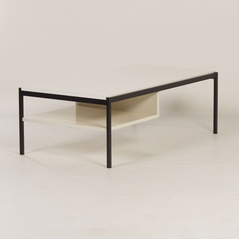 Table basse vintage 3651 en métal, bois et formica blanc par Coen de Vries pour Gispen, 1960