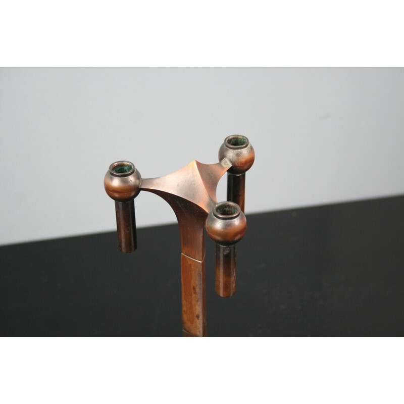 Vintage modular candlestick base in copper metal for Nagel, Germany 1970s