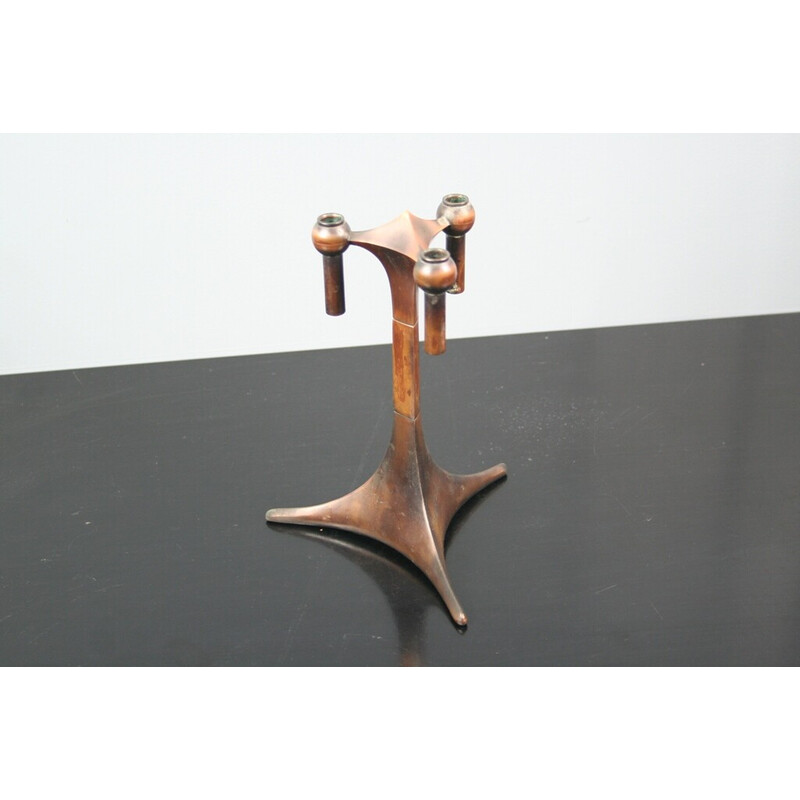 Vintage modular candlestick base in copper metal for Nagel, Germany 1970s