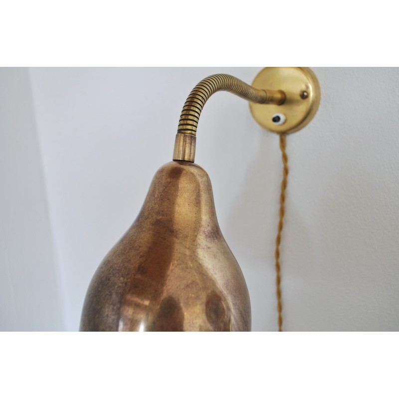 Danish vintage brass wall lamp, 1960s